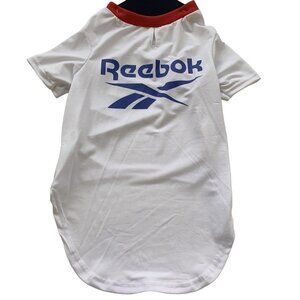 Reebok Dog T-Shirt White Blue‎ Graphic Logo Pet Jersey Size Large